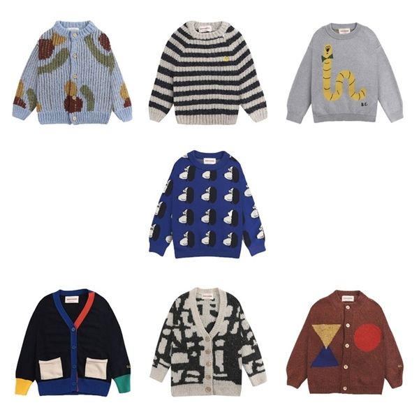 

bobo children's sweater autumn and winter pullover round neck print boys girls baby 211201, Blue