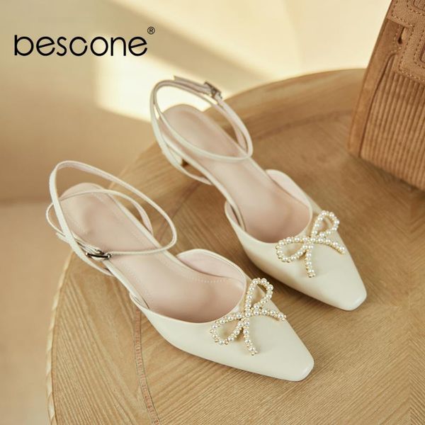 

women sandals fashion pearl butterfly-knot genuine leather square toe ankle strap wild casual lady shoes eo20, Black
