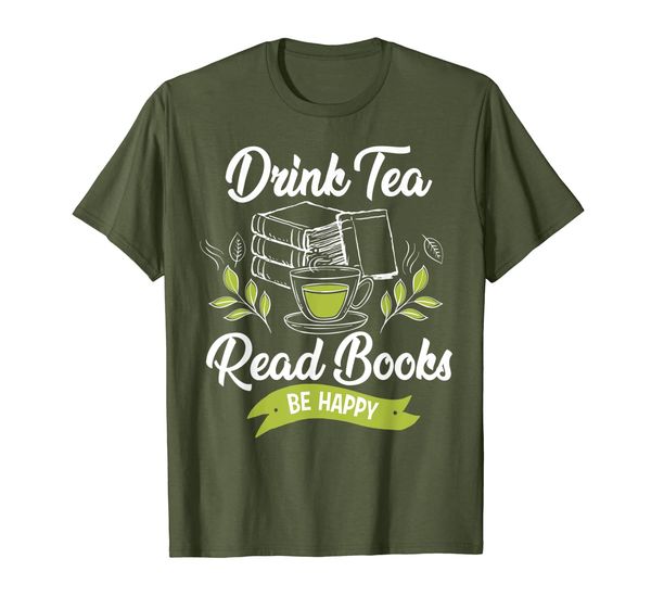 

drink tea read books be happy t-shirt funny book worm tee, White;black