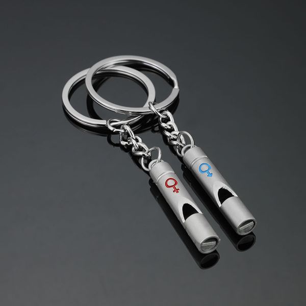 

creative gift personality trumpet whistle couple metal car advertisement waist hanging key ring chain pendant, Slivery;golden
