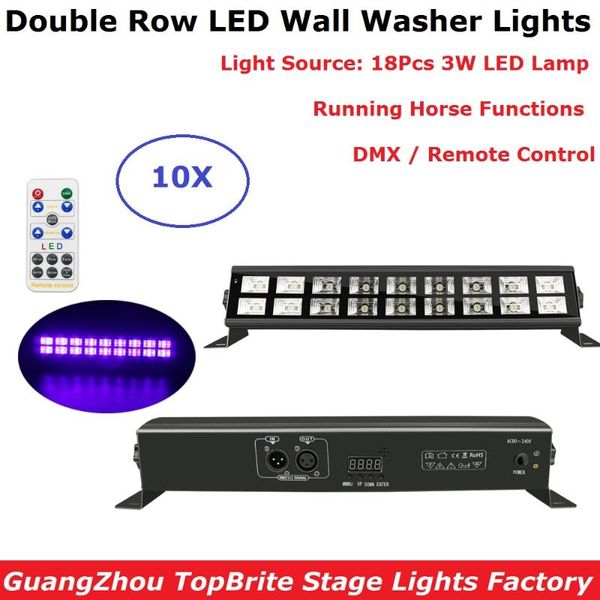 

effects 10pcs led wall washer lamp purple dmx bar 18x3w uv color party disco club lights for landscape wash stage lighting effect