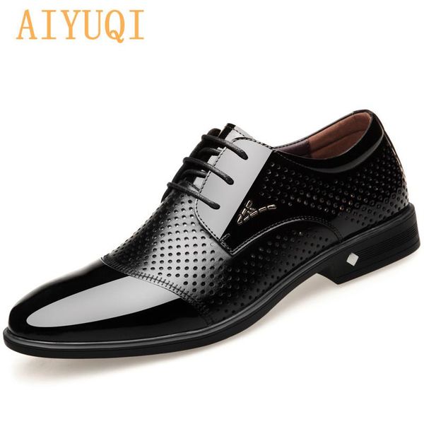 

men business dress shoes hollow summer fashion geunine leather hole-eye men's sandals, Black