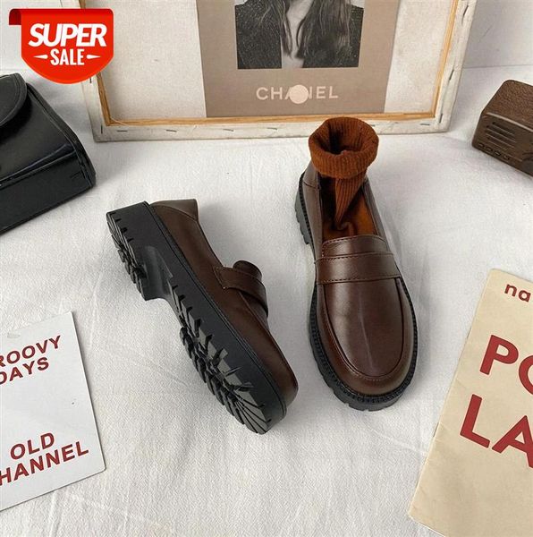 

british style small leather shoes women retro loafers thick-soled one-pedal thick heel single #ws2h