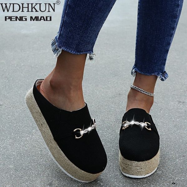 

dress shoes fashion women thick bottom flats espadrilles platform lazy loafers sneakers autumn ladies slip on canvas casual 2021 9, Black