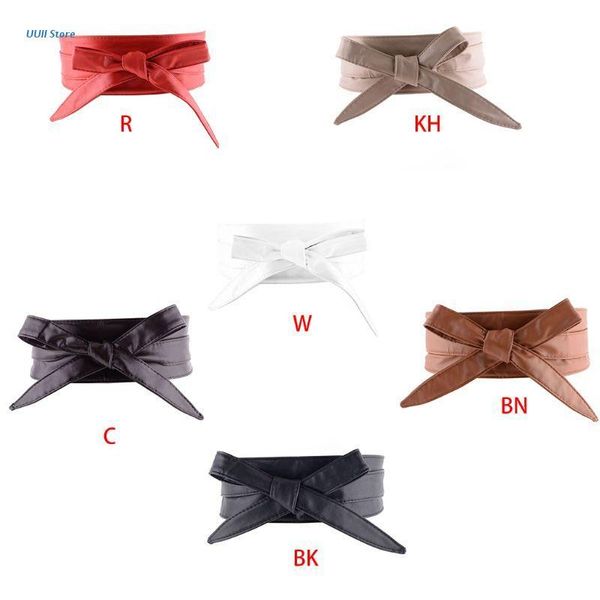 

belts simple women dress suit shirts decorative girdle fashion faux leather ladies wide belt retro high waist lacing bowknot xx9d, Black;brown