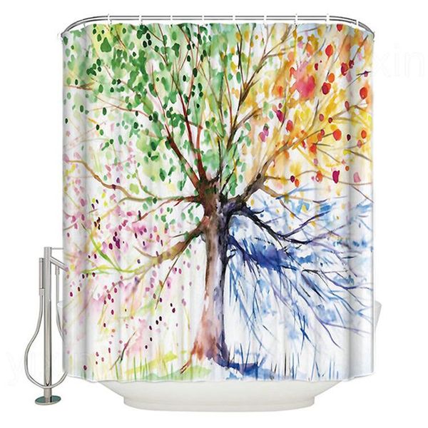 

colorful tree shower curtains bath frabic waterproof polyester 3d digital printing plants bathroom curtain