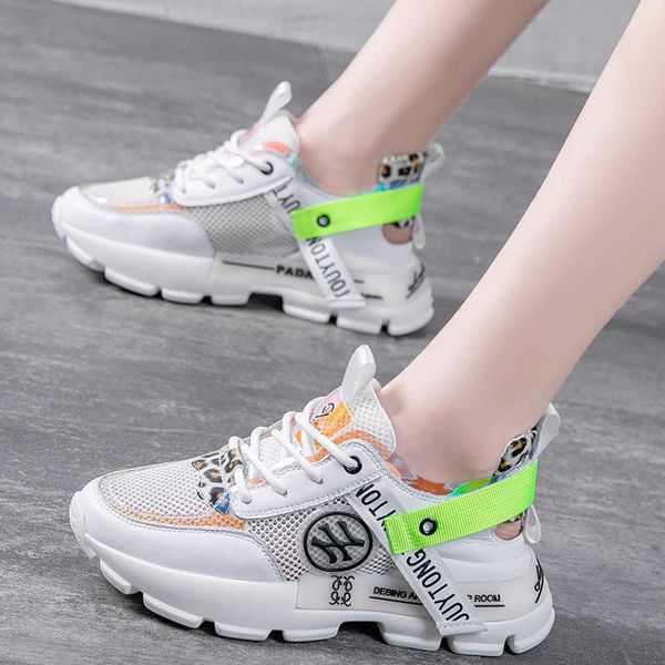 

2021 breathable and versatile mesh leather women's shoes korean thick soled casual chilen's roman sandals summer trend