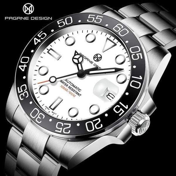 

wristwatches 2021 neue pagrne design marke mnner automatische mechanische uhr pagani wei edelstahl wasserdichte reloj hombre, Slivery;brown