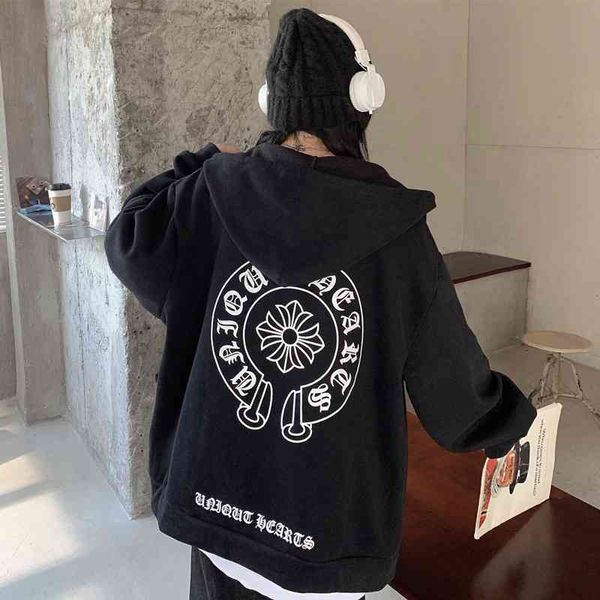 

65% off outlet online store sweater women's autumn and winter plush thickened ins loose lazy style cardigan zipper 2021, Black