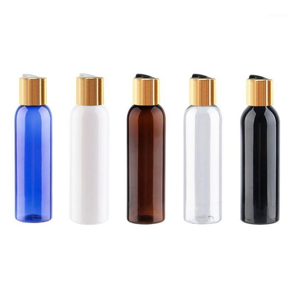 

storage bottles & jars 150ml black plastic cosmetic with gold aluminum disc caps body lotion shampoo shower gel oil pet refillable