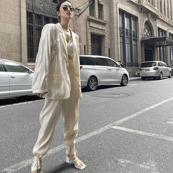 

casual two-piece women suit set female suits spring summer ladies pants sets women's two piece, White