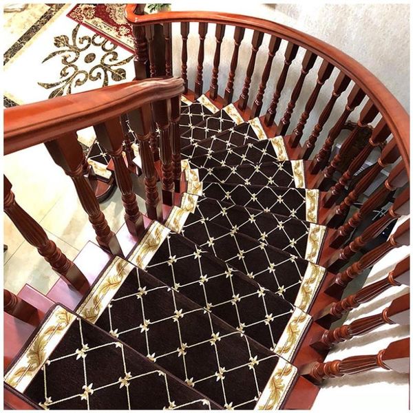 

bath mats customized european-style solid wood rotating stairs stickers step mat non-slip household plastic glue-free