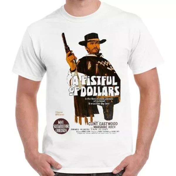 

a fistful of dollars western poster movie vintage retro t shirt 782, White;black