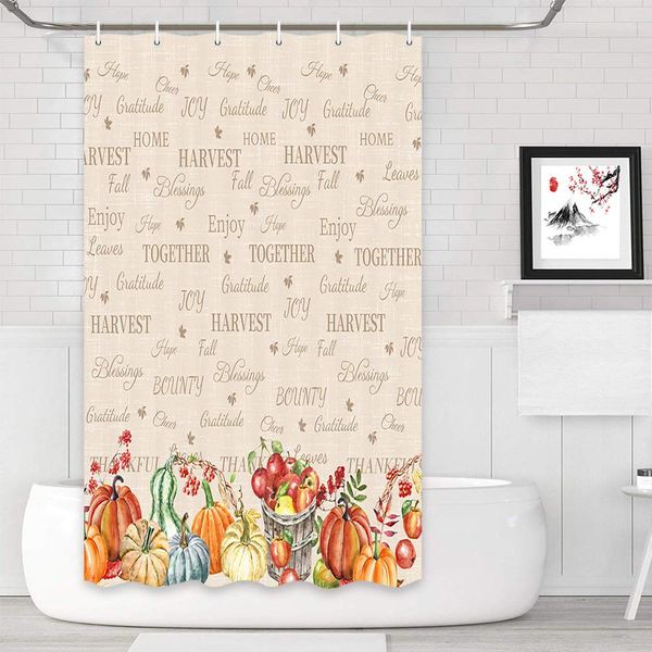 

fall shower curtain, rustic vintage farmhouse autumn farm harvest halloween autumn thanksgiving day shower curtain sets, fabric