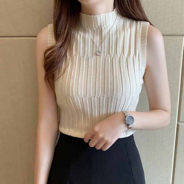 

women's t-shirt solid half turtleneck fashion slim knitted, White