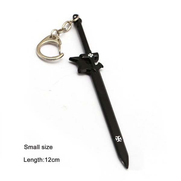 

keychains anime sword art online keychain black elucidator pendant key chain ring holder men chaveiro jewelry porte clef, Silver