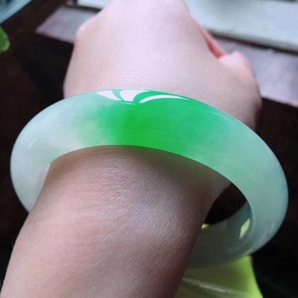

other bracelets zheru jewelry natural myanmar jadeite 54-62mm light green bracelet elegant princess for mother and girlfriend, Golden;silver