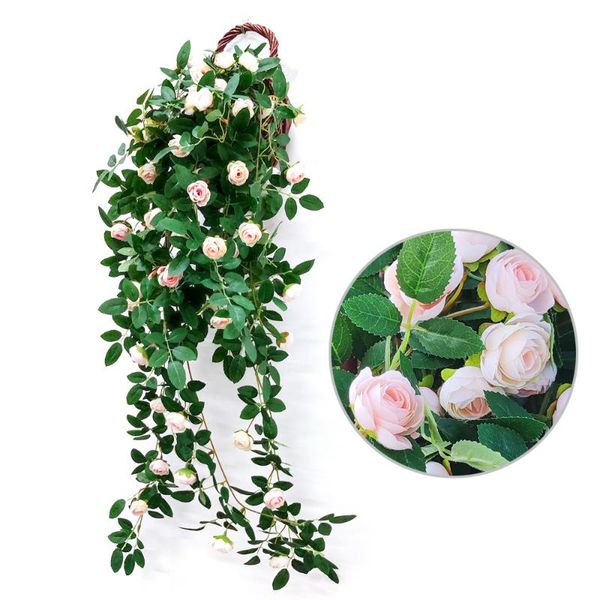 

decorative flowers & wreaths artificial rose with basket hanging lvy garland silk home decoration fake plant party wedding decorations
