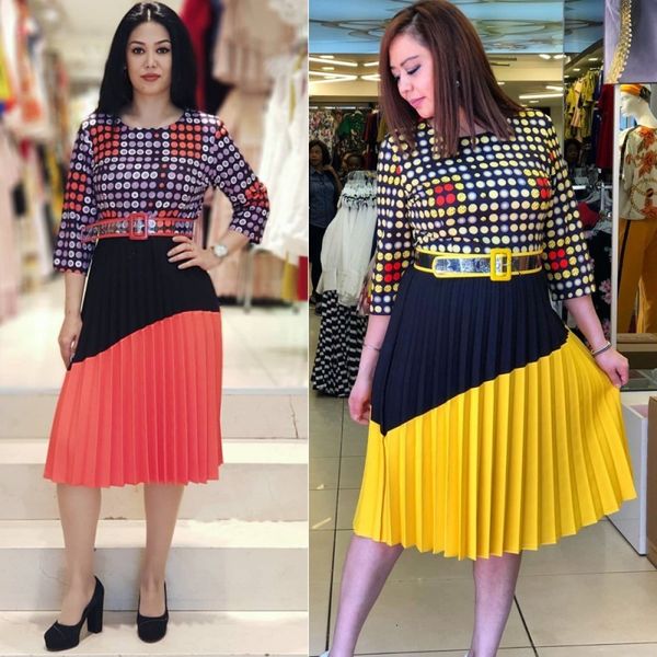 

casual dresses african pleated es women spring autumn midi ladies loose vestidos beach party robe femme plus size 79yu, Black;gray