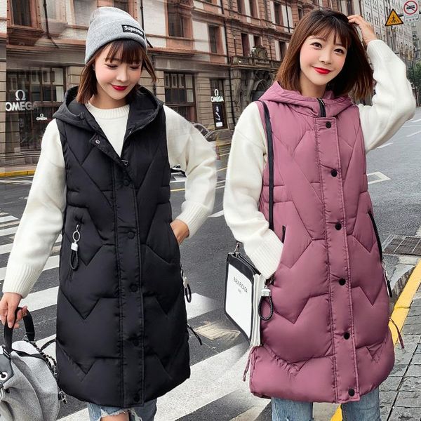 

women's vests autumn and winter 2021 women vest cotton waistcoat plus size 3xl long section slim padded coat, Black;white