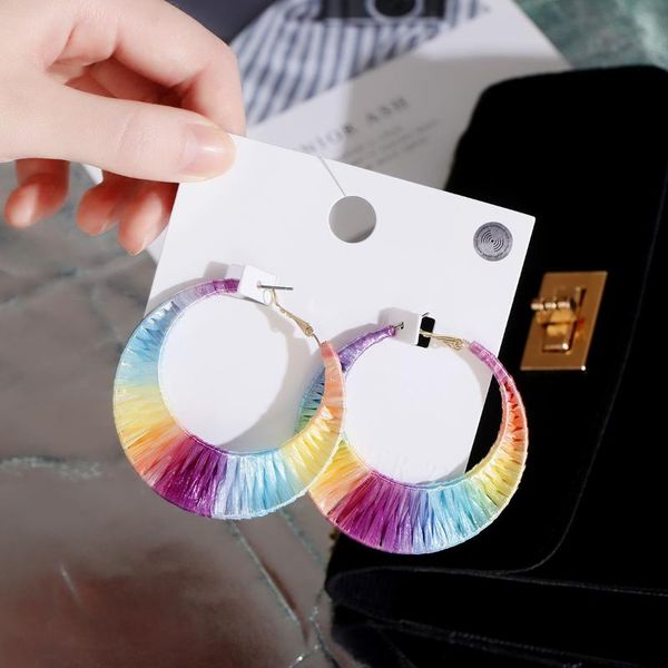 

hoop & huggie bohemian handmade weaving dangle hanging ethnic drop earrings for women female fashion 2021 jewelry accessories, Golden;silver