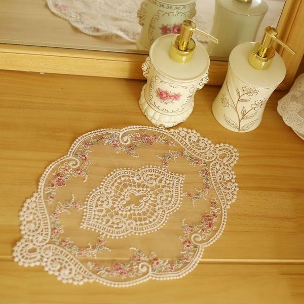 

mats & pads french romantic oval lace embroidery study bedroom kitchen cup table mat christmas decoration fruit plate cover