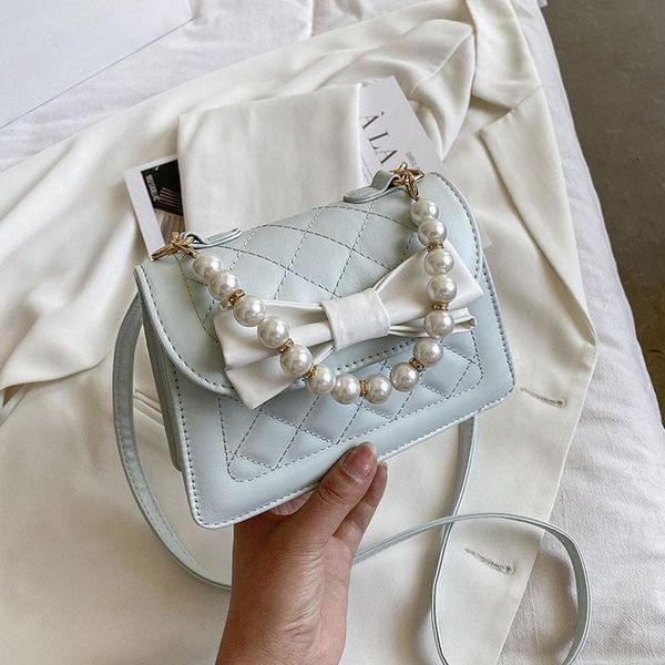 

evening bags fashion rhombus lattice handbags for women designer simple bow small square bag solid color female crossbody shoulder