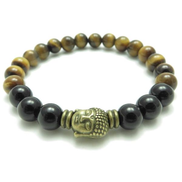 

charm bracelets tiger eye yoga bracelet buddha mala jewelry zen wrist onyx meditation father day's birthday gift for him, Golden;silver