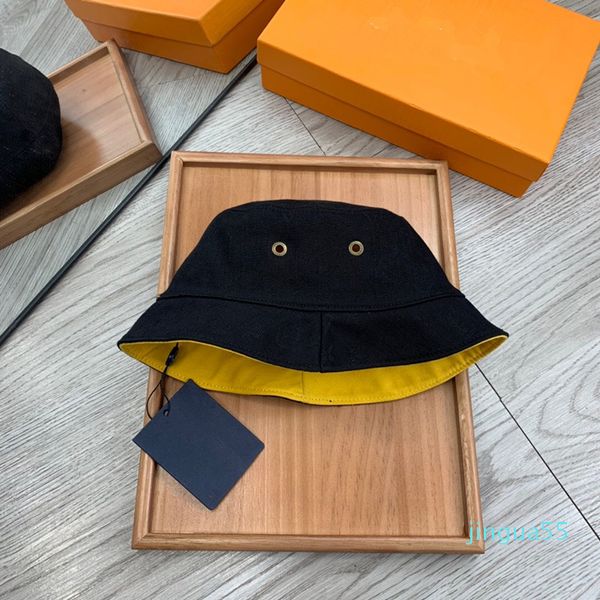 Großhandels-6 Farben reversible Frauen Leinwand geizige Krempe Hüte Top-Qualität mit Männer Baseball-Cap mit Box Staubbeutel Mode Frauen Sonne