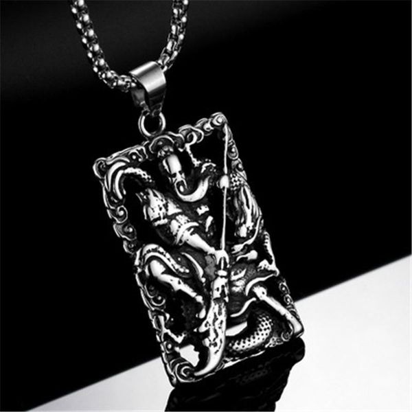 

pendant necklaces steel soldier stainless guangong fashion men religion 316l chinese style jewelry cx29, Silver