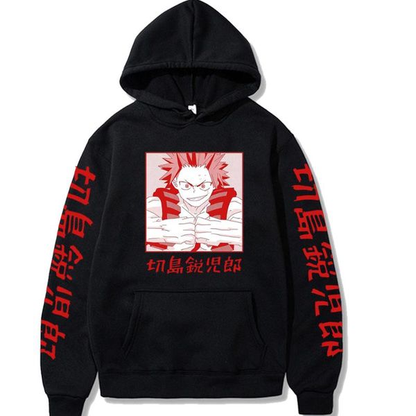 

men's hoodies & sweatshirts harajuku my hero academia japanese anime printed hoodie streetwear casual, Black