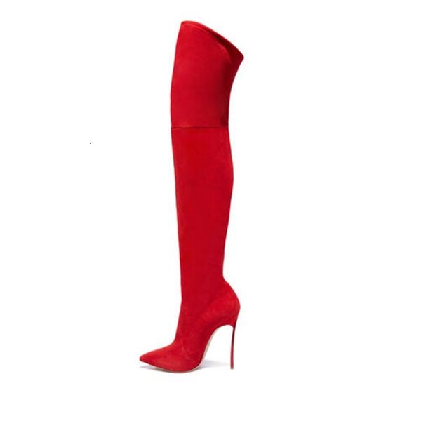 

boots ol'women on the knee stiletto flexible metal leaping handsome footprint black shoes red party women usa size 3-13 wyis