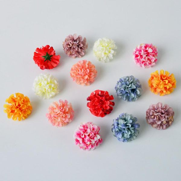 

10pcs/lot 3cm artificial flowers gift box bouquet decoration wedding headdress silk cloth hydrangea head with base decorative & wreaths