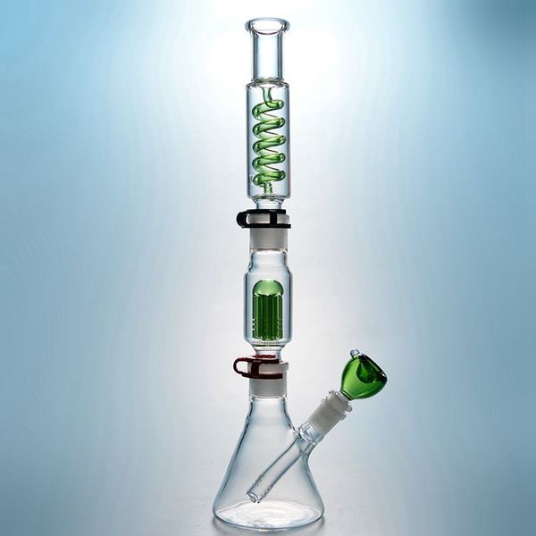 Narghilè congelabili 6 Arm Tree Perc 18mm Giunto femmina con clip a ciotola Tubi dell'acqua Condensatore Bobina Diffusa Downterm Olio Dab Rigs Beaker Bong in vetro