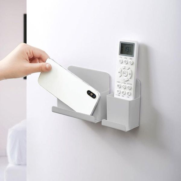 

cell phone mounts & holders self-adhesive wall charging holder stand remote control air conditioner storage box home office organization