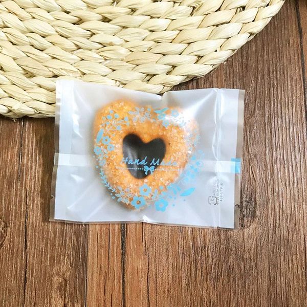 

gift wrap 100pcs/lot blue flower ring transparent handmade baking nougat snowflake crispy bag cookies sugar nordic wreath party