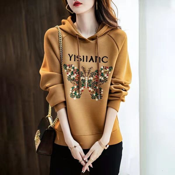 

khaki hoodie women's 2021 autumn thin coat loose long sleeve temperament top, Black