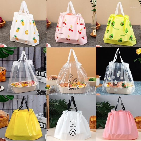 

30/50pcs various patterns handles plastic bags candy gift drawstring for biscuits snack baking package event party supplies wrap1