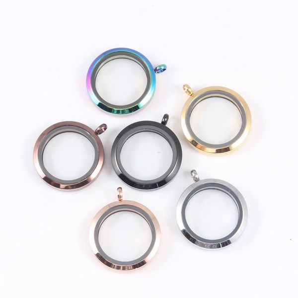 

charms 38mm stainless steel round glass locket pendant living memory floating charm screw twist open women men gift, Bronze;silver