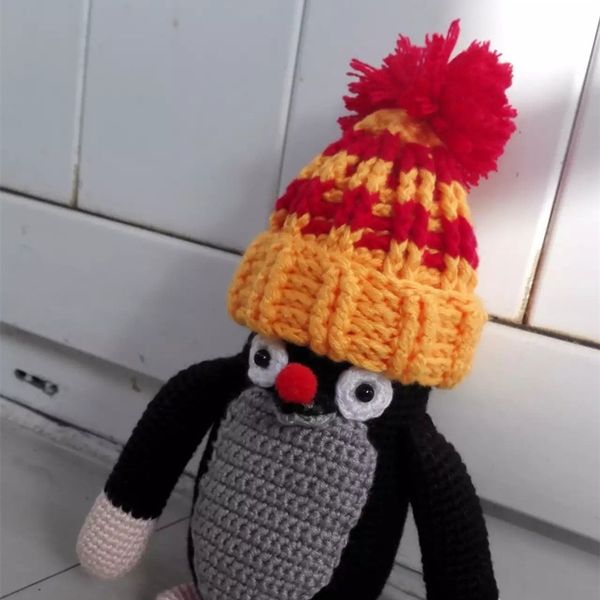 

cute cartoon toy knitting red wine bottle wool with hair ball cap scarf