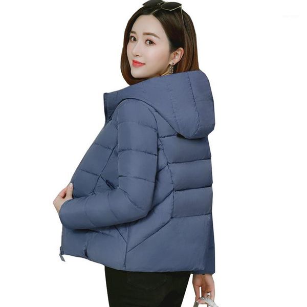 

women's down & parkas 2021 winter jacket women plus size womens loose outerwear solid short hooded coats female slim cotton padded basi, Black