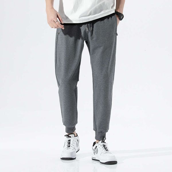 

2021 spring solid color capris sports loose legged korean casual men's pants, Blue