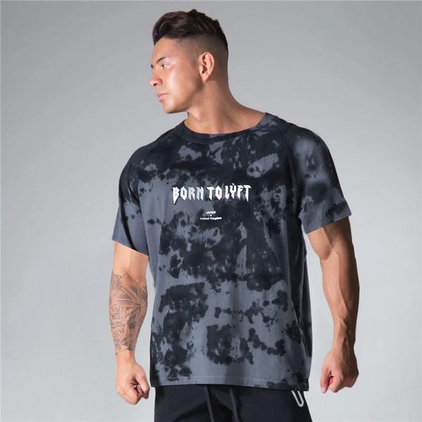

summer cotton men's t shirt bodybuilding fitness loose t-shirt sportswear clothing streetwear hip-hop tees t-shirts, White;black
