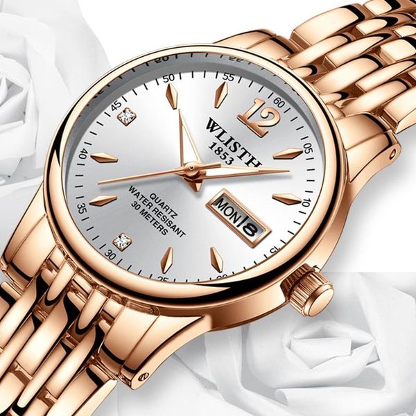 

wristwatches wlisth quartz women watches luminous pointer calendar ladies watch waterproof stainless steel strap dress wrist female, Slivery;brown