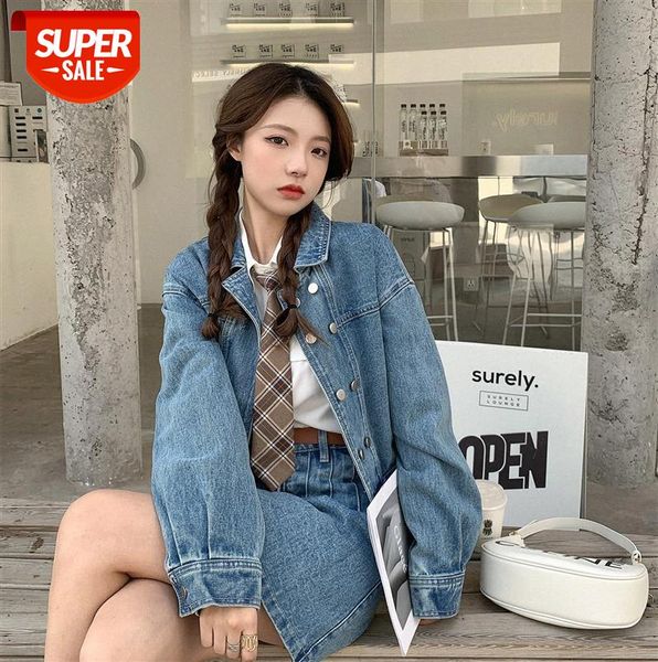 

[girls into a group night] denim jacket women high-waist a-line skirt suit #pr8g, Black;gray