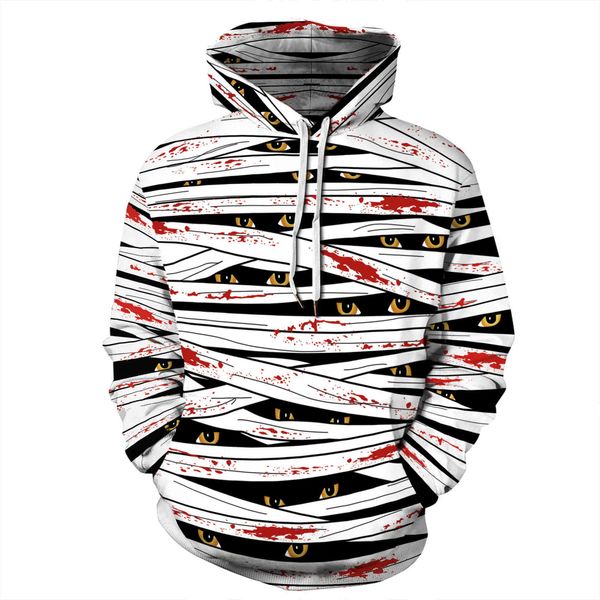 

hoodie fleeces sweater hoody2021 new halloween costume 3d digital printing long sleeve hooded sweater loose couple's wear, Black