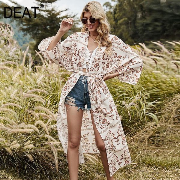 

women's jackets [deat] 2021 summer fashion tide coat loose printing long sleeve temperament elegant women sun protection 13c593, Black;brown