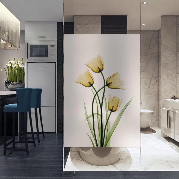 

window stickers tulip glass film stained opaque sticker self adhesive/static cling decor privacy do custom size door decals home
