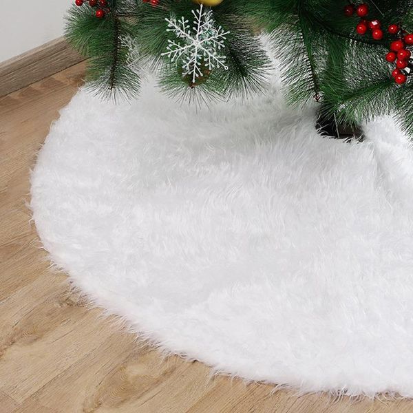 

christmas decorations white tree skirt plush faux fur xmas carpet merry decor