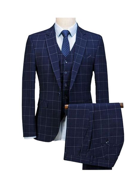 

men's suits & blazers suit male 3 piece set business large size boutique slim high-end formal fit party wedding regular, White;black